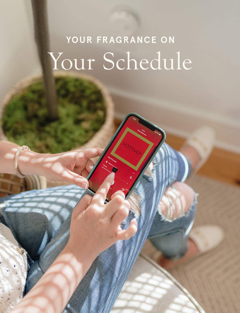 PURA + VOTIVO Smart Home Diffuser Set with Red Currant & Icy Blue Pine Votivo