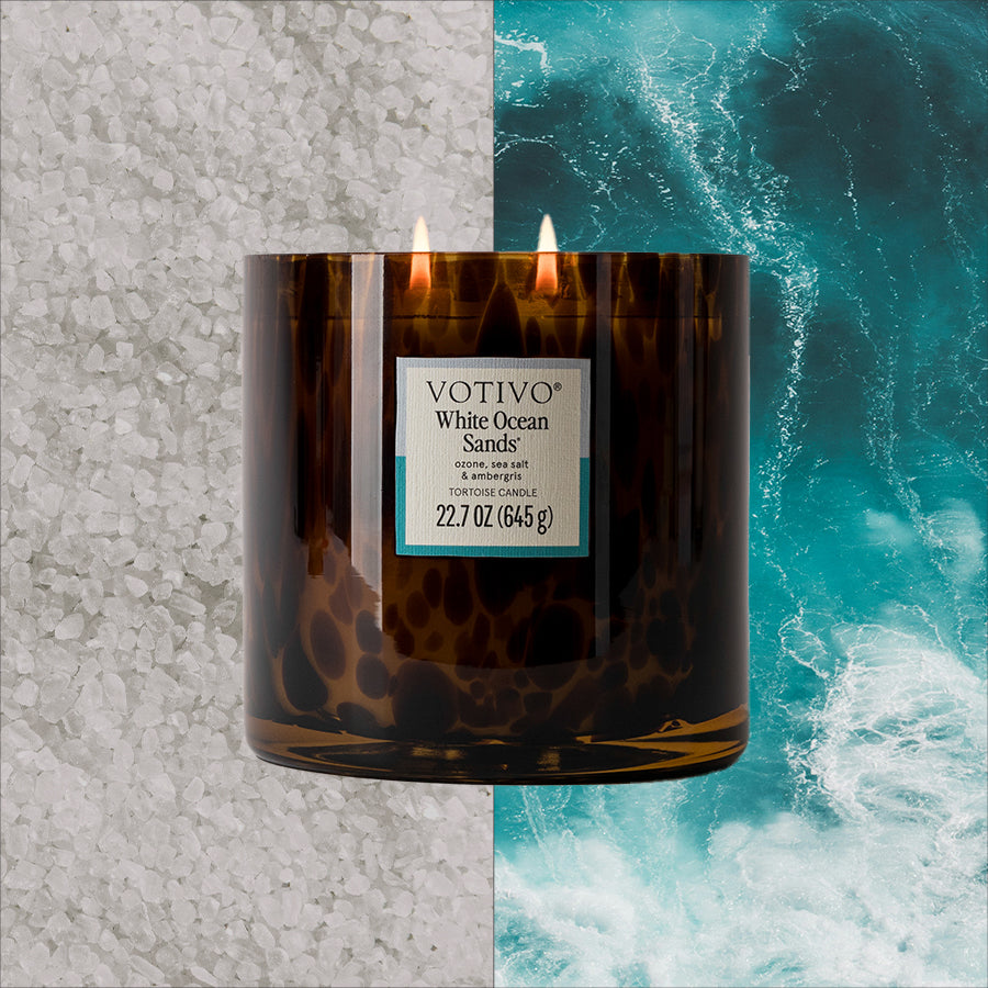 White Ocean Sands Tortoise Candle