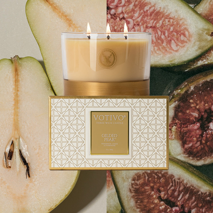 Gilded Pear Holiday 3 Wick Candle