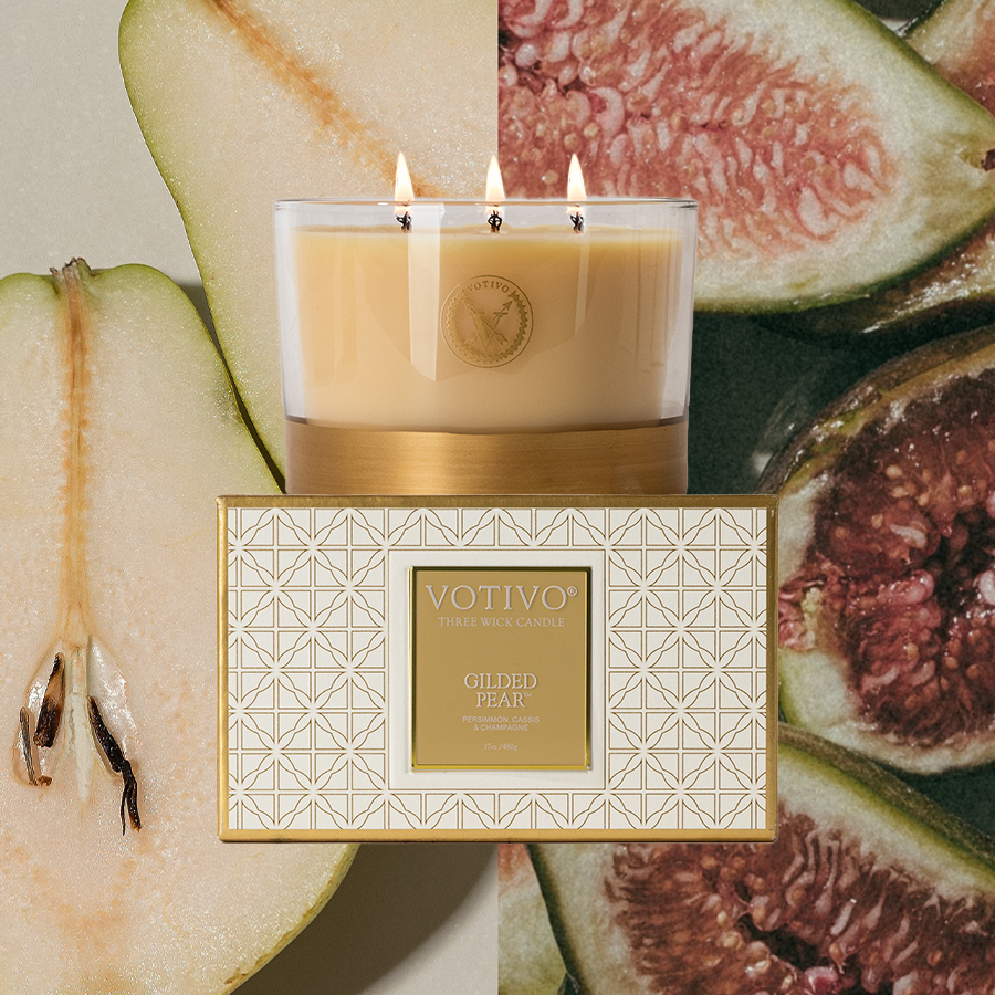Gilded Pear Holiday 3 Wick Candle