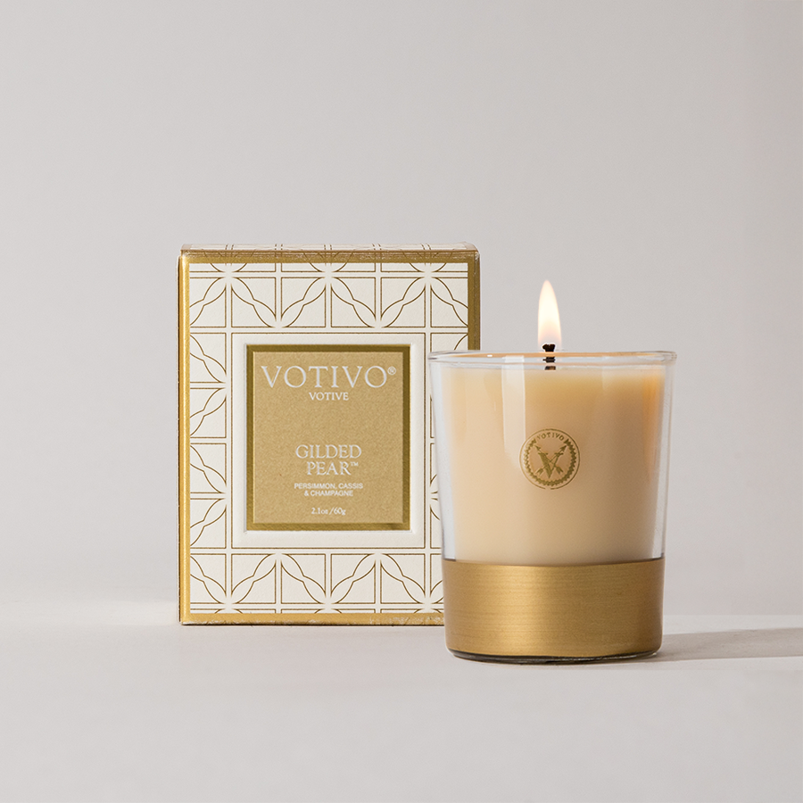 Gilded Pear Holiday Votive
