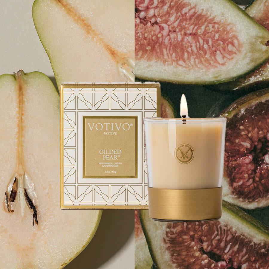 Gilded Pear Holiday Votive