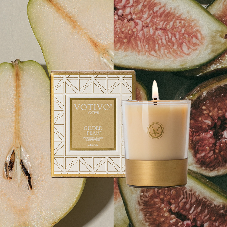 Gilded Pear Holiday Votive