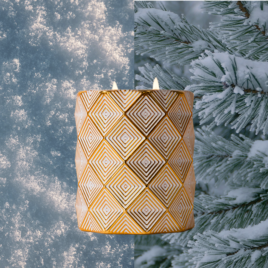 Icy Blue Pine Holiday Decorative Candle