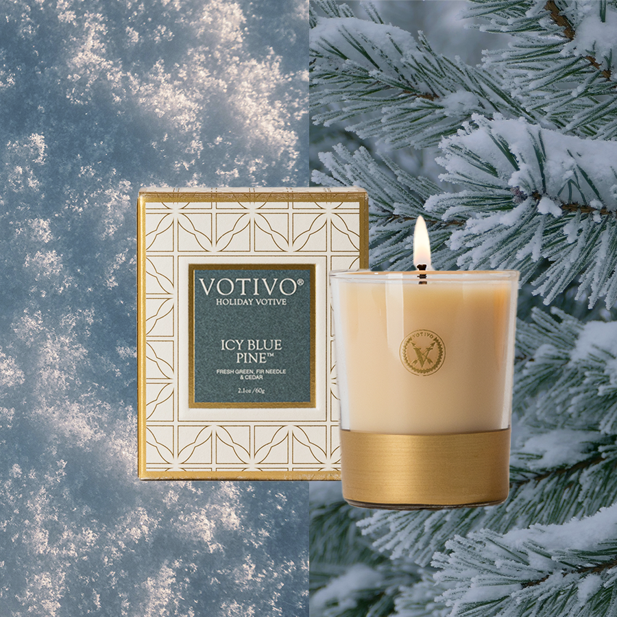 Icy Blue Pine Holiday Votive