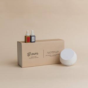 PURA + VOTIVO Smart Home Diffuser Set with Red Currant & Clean Crisp White