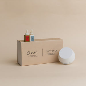 PURA + VOTIVO Smart Home Diffuser Set with Red Currant & Icy Blue Pine