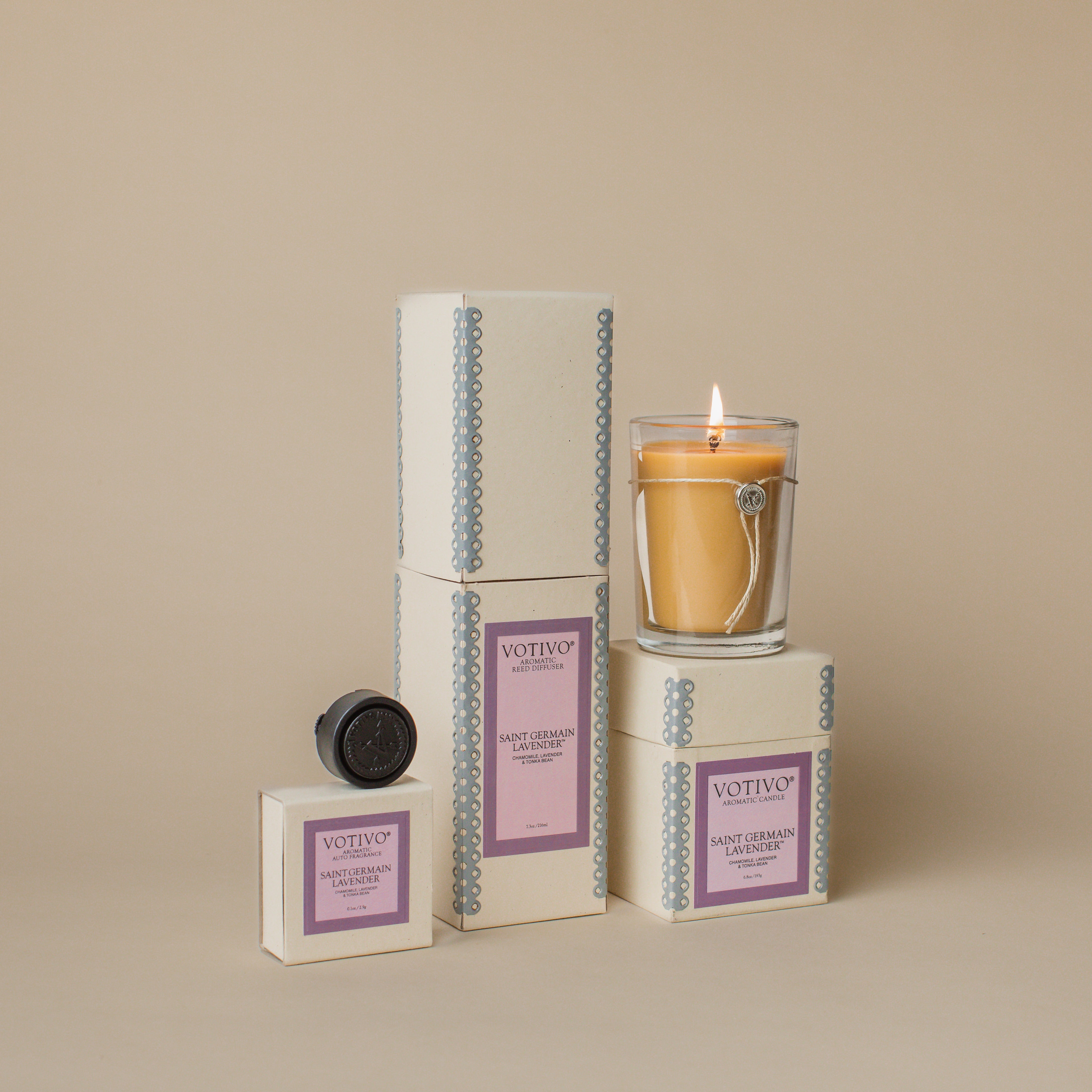 Starter Bundle - Aromatic Candle, Aromatic Reed Diffuser & Auto Fragrance -  Saint Germain Lavender