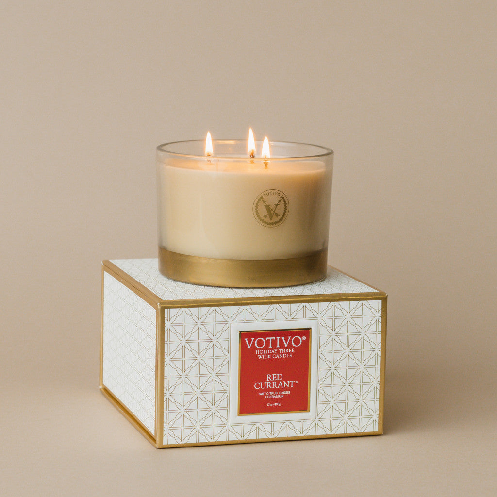 Holiday 3 Wick Candle-Red Currant